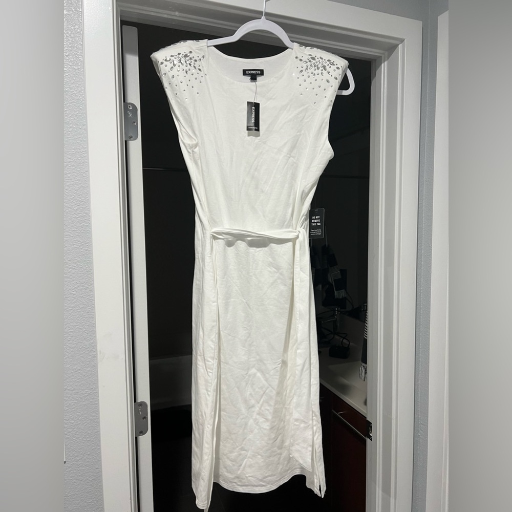 Express White rhinestone dress